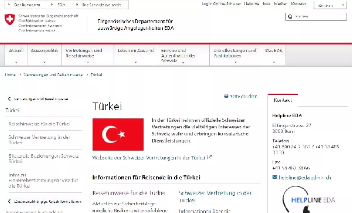 İsviçre\'den Türkiye\'ye Gidecek Vatandaşlarına Seyahat Uyarısı