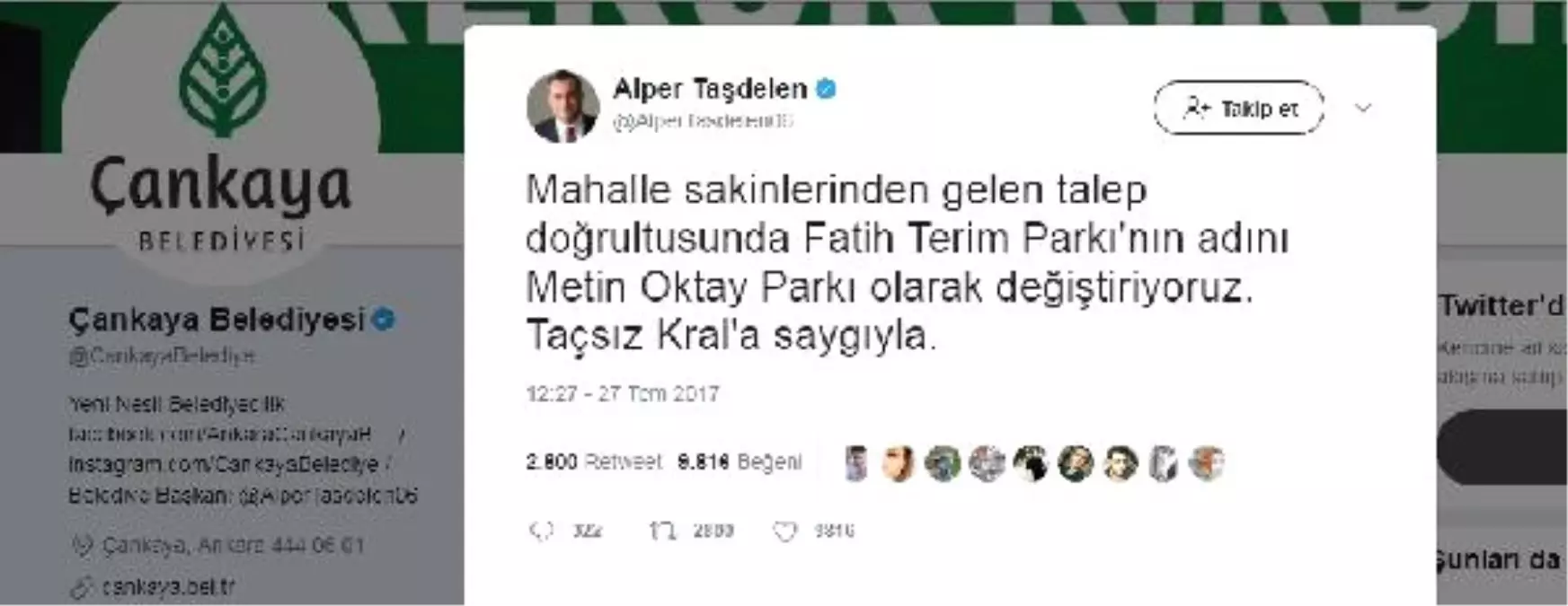 Fatih Terim Parkı, Metin Oktay Parkı Oluyor