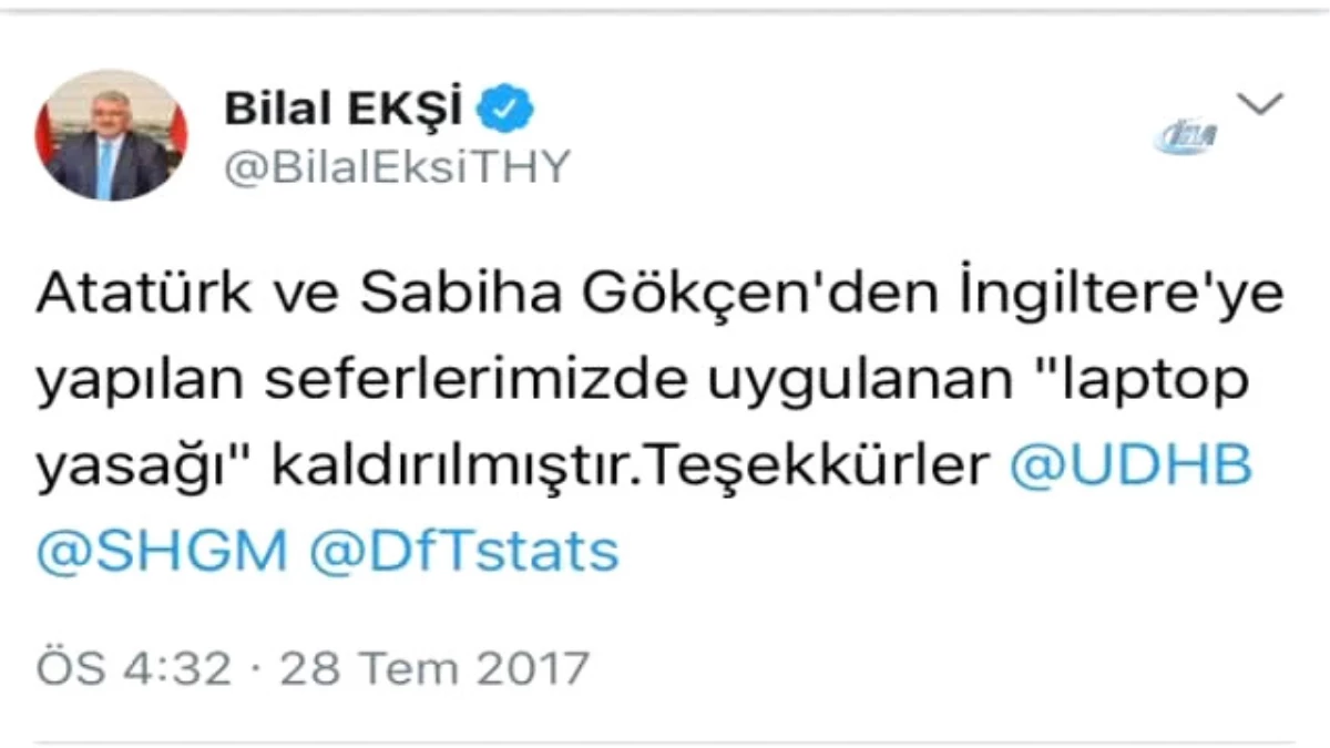 THY Genel Müdürü Bilal Ekşi : " Atatürk ve Sabiha Gökçen Havalimanları\'ndan İngiltere\'ye Yapılan...