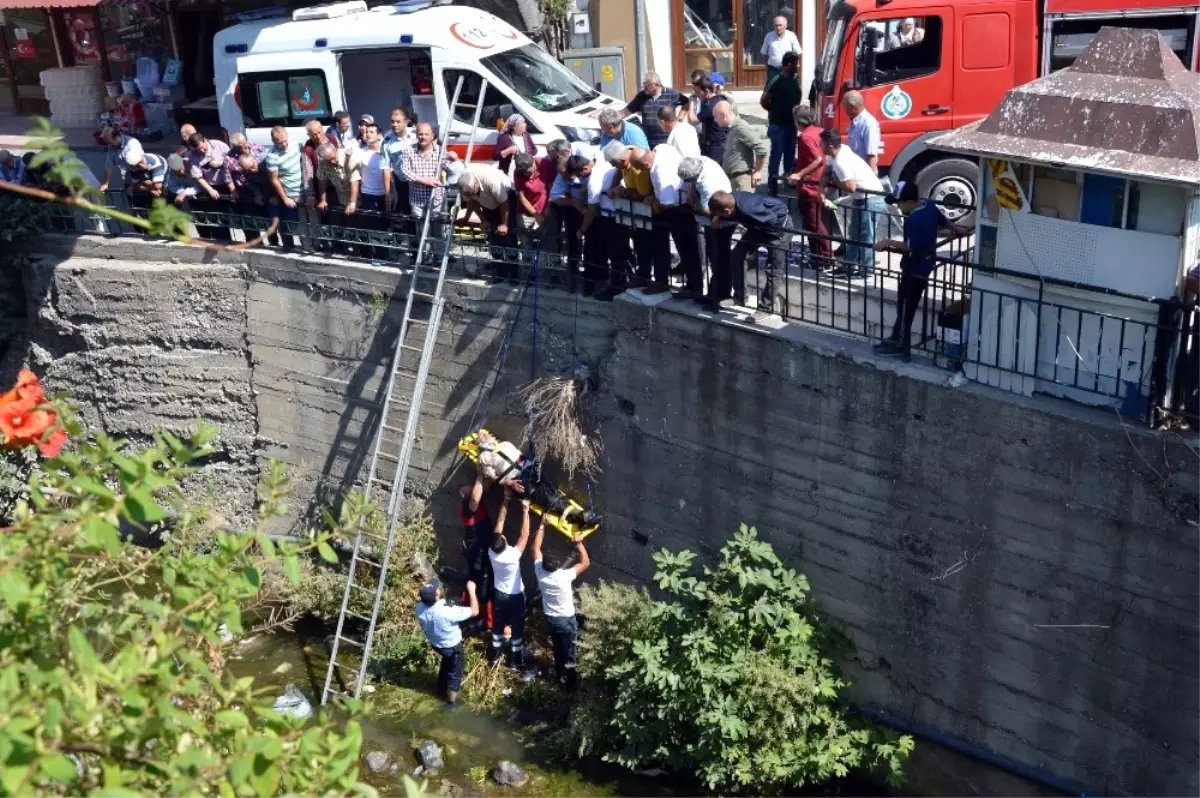 5 Metre Yüksekten Dereye Düştü