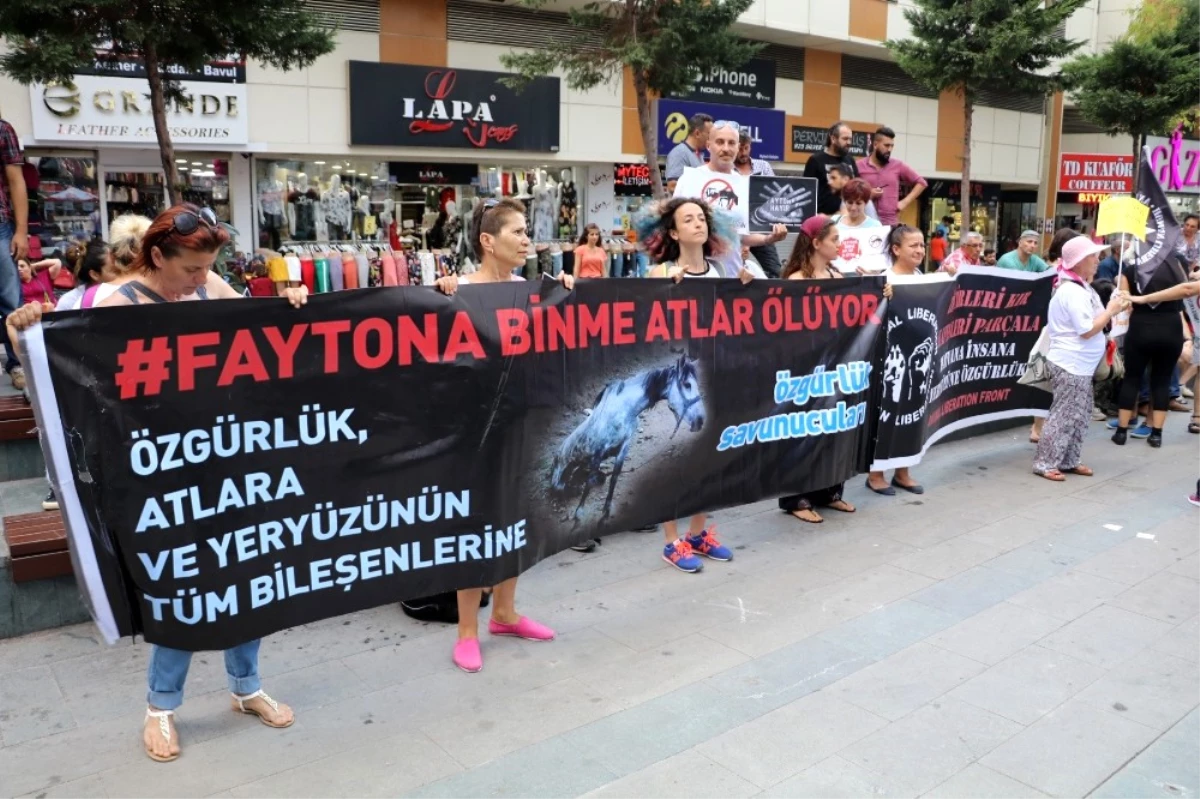 Antalya\'da Faytona Koşulan Atın Ölümüne Tepki Eylemi