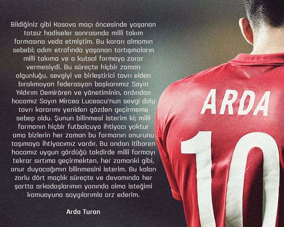 Arda Turan Milli Takım\'a Döndü