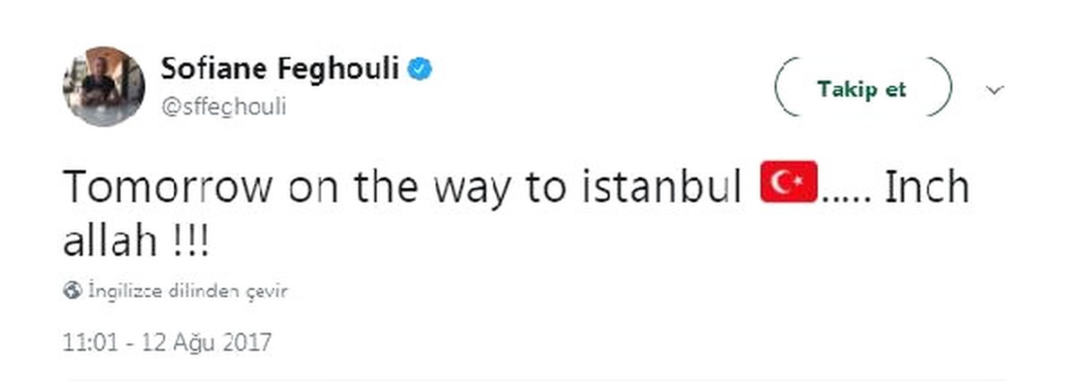 Feghouli, Yarın İstanbul\'a Geleceğini Açıkladı