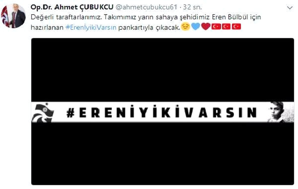 Trabzonspor, Atiker Konyaspor Maçına Eren Bülbül Pankartıyla Çıkacak
