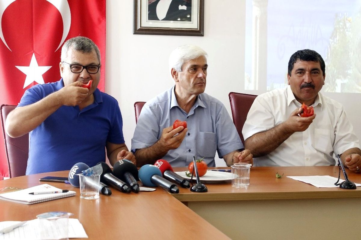 Rusya\'nın Yaş Sebze Meyve Kararına Domates Yiyerek Tepki Gösterdiler