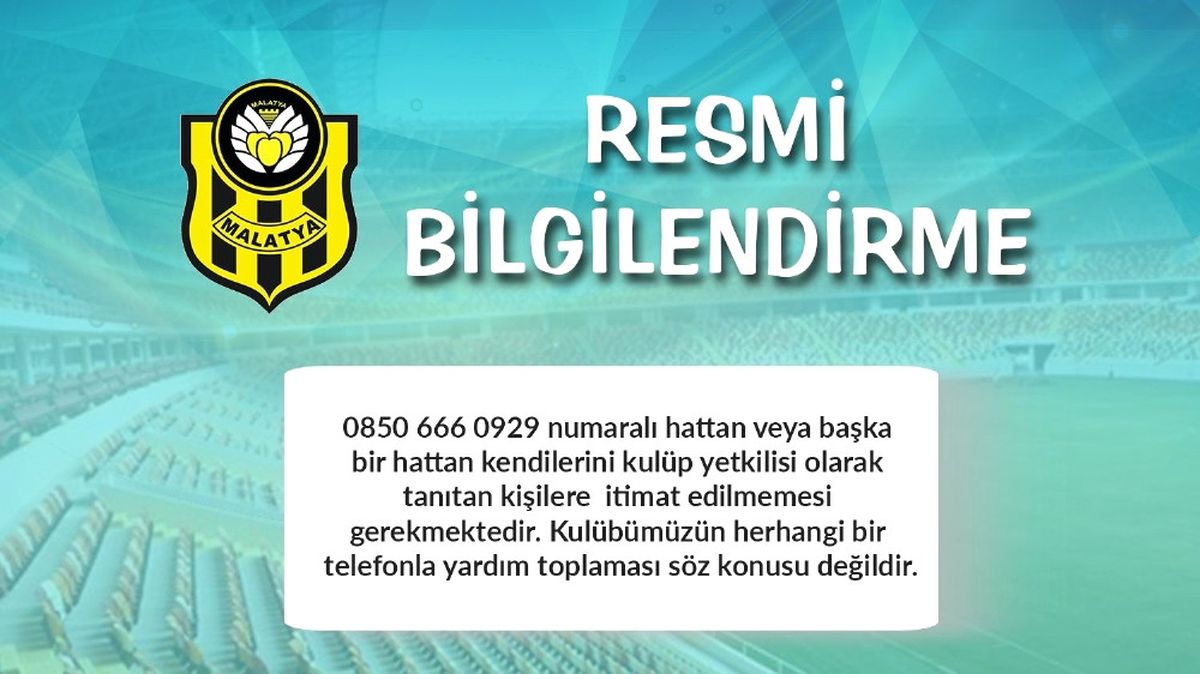 Evkur Yeni Malatyaspor\'dan "Dolandırıcılık" Uyarısı