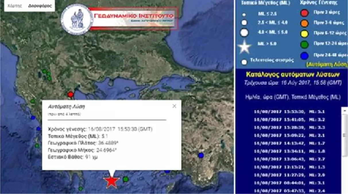 Yunanistan\'da 4,9 Büyüklüğünde Deprem