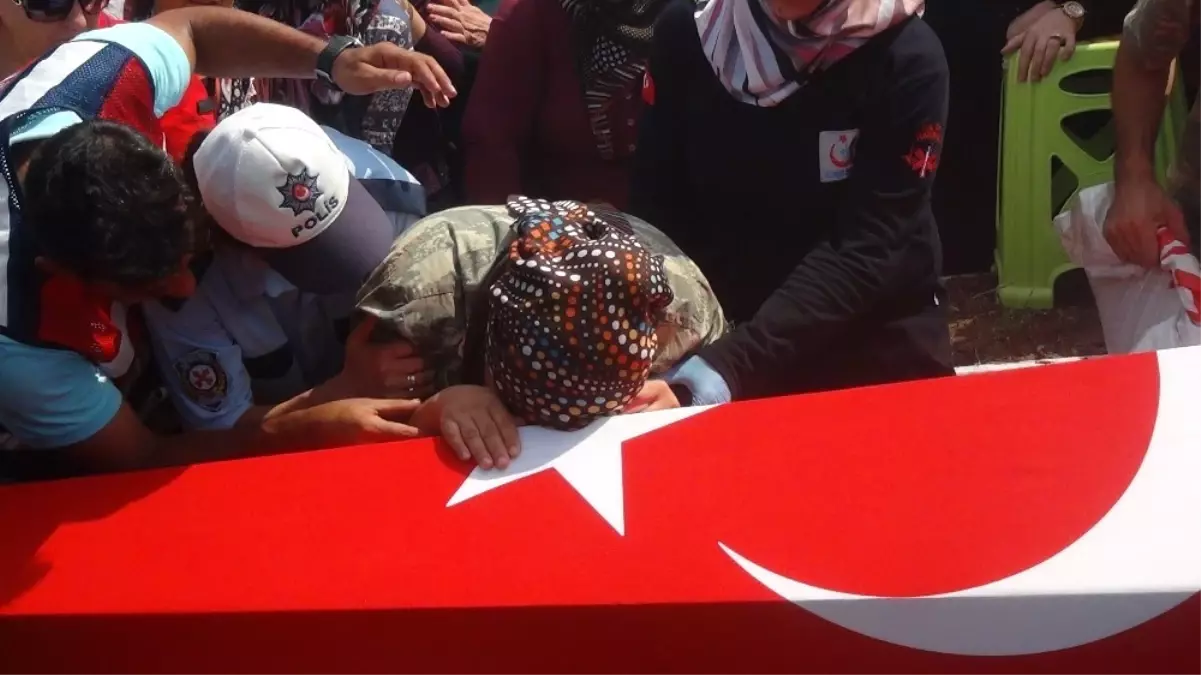 Şehidin Hamile Eşi Tabutuna Sarılarak Ağladı