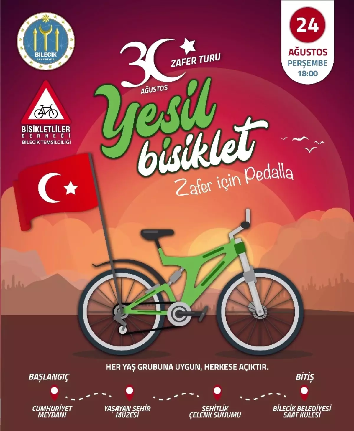 Pedallar 30 Ağustos Zafer Bayramı İçin Çevrilecek