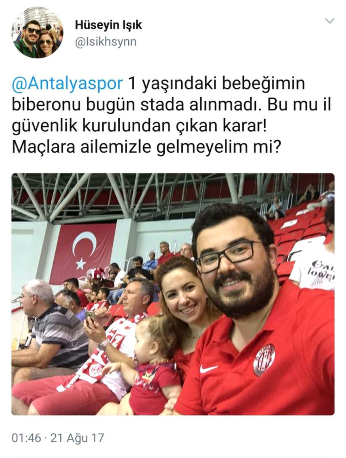 Taraftarın \'Stada Biberon Alınmadı\' Tepkisi
