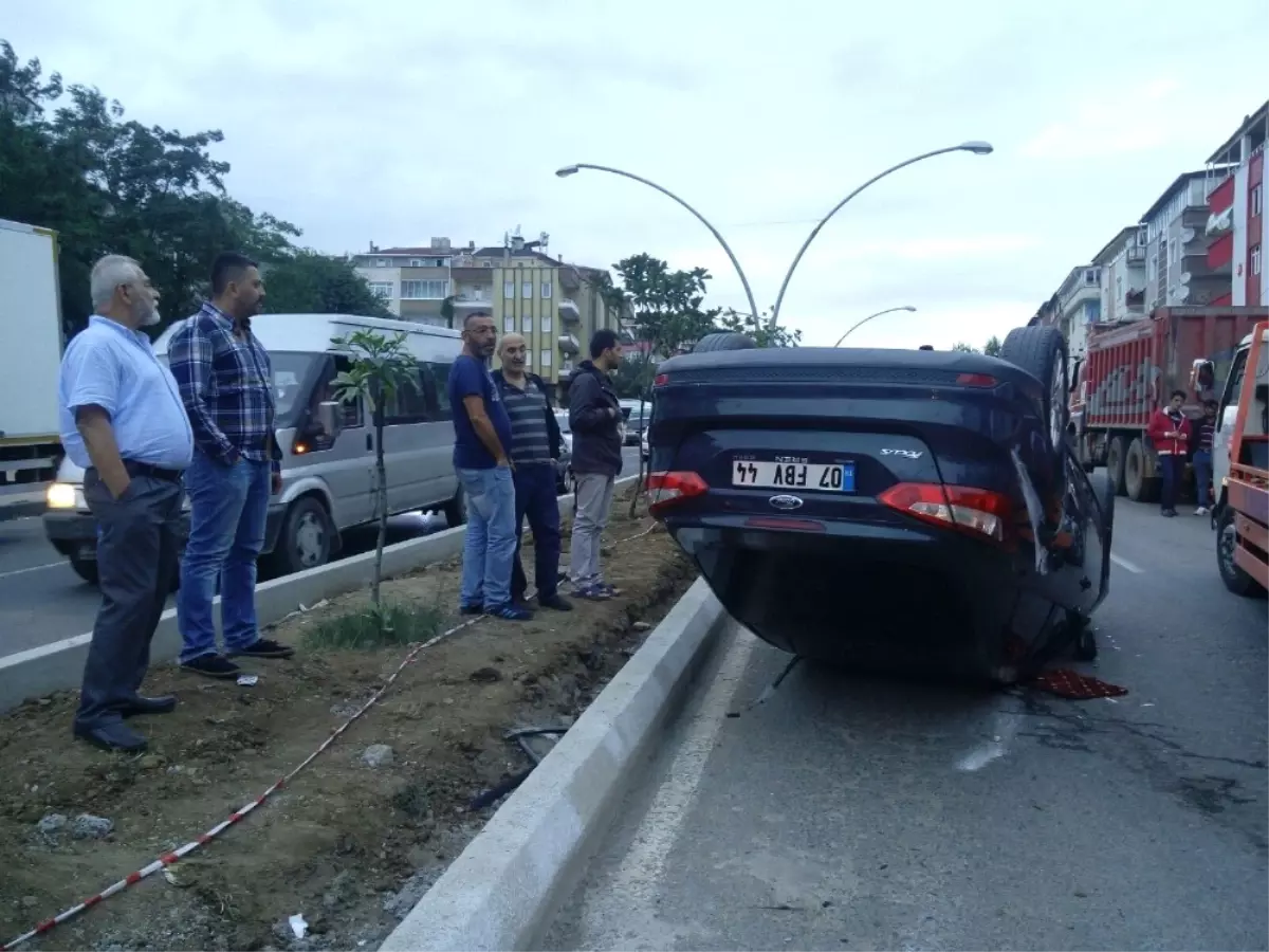 Samsun\'da Otomobil Takla Attı: 1 Yaralı