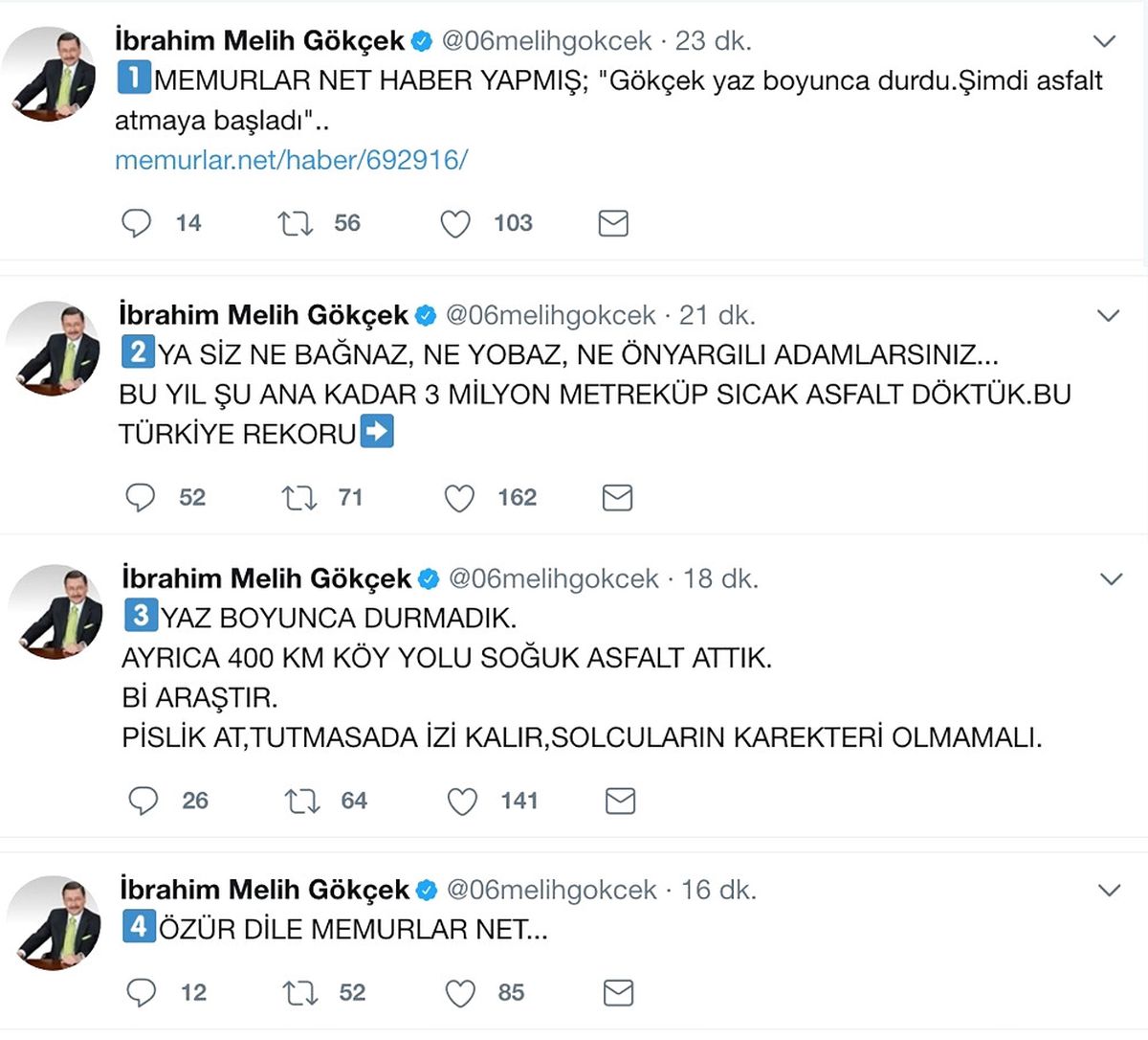 Melih Gökçek\'ten "Memurlar.net"E Özür Dileme Çağrısı