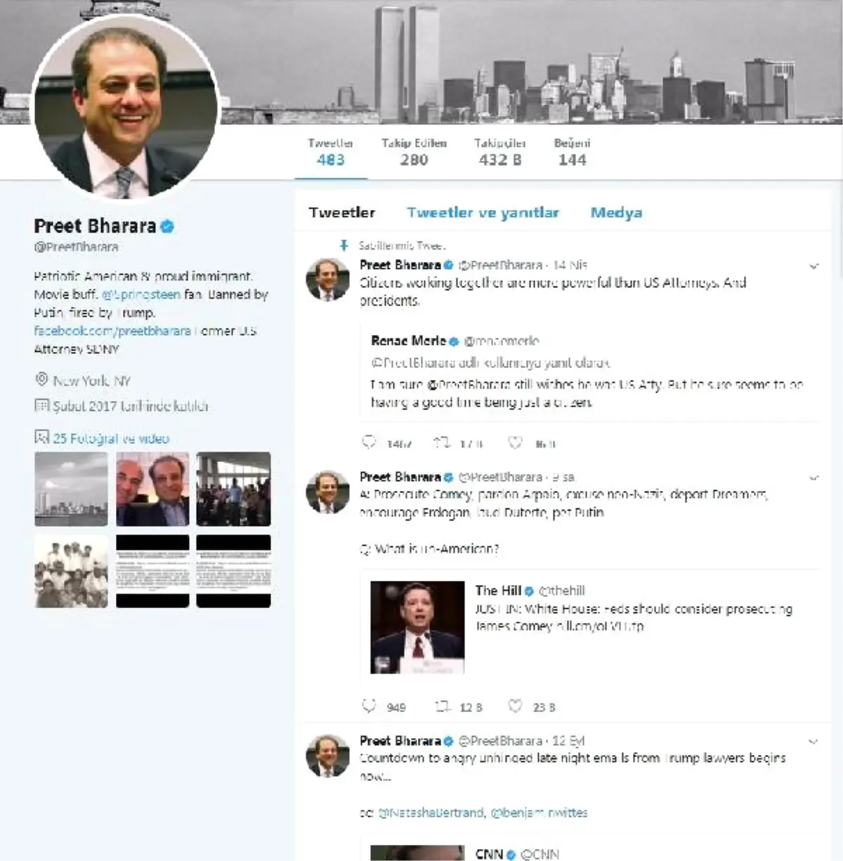 Bharara\'dan İlginç Twitter Mesajı