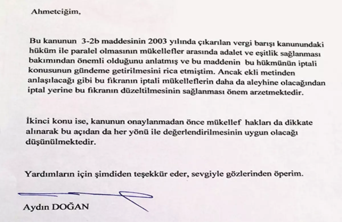 Skandal Mektup Ortaya Çıktı, Aydın Doğan Sessizliğe Büründü