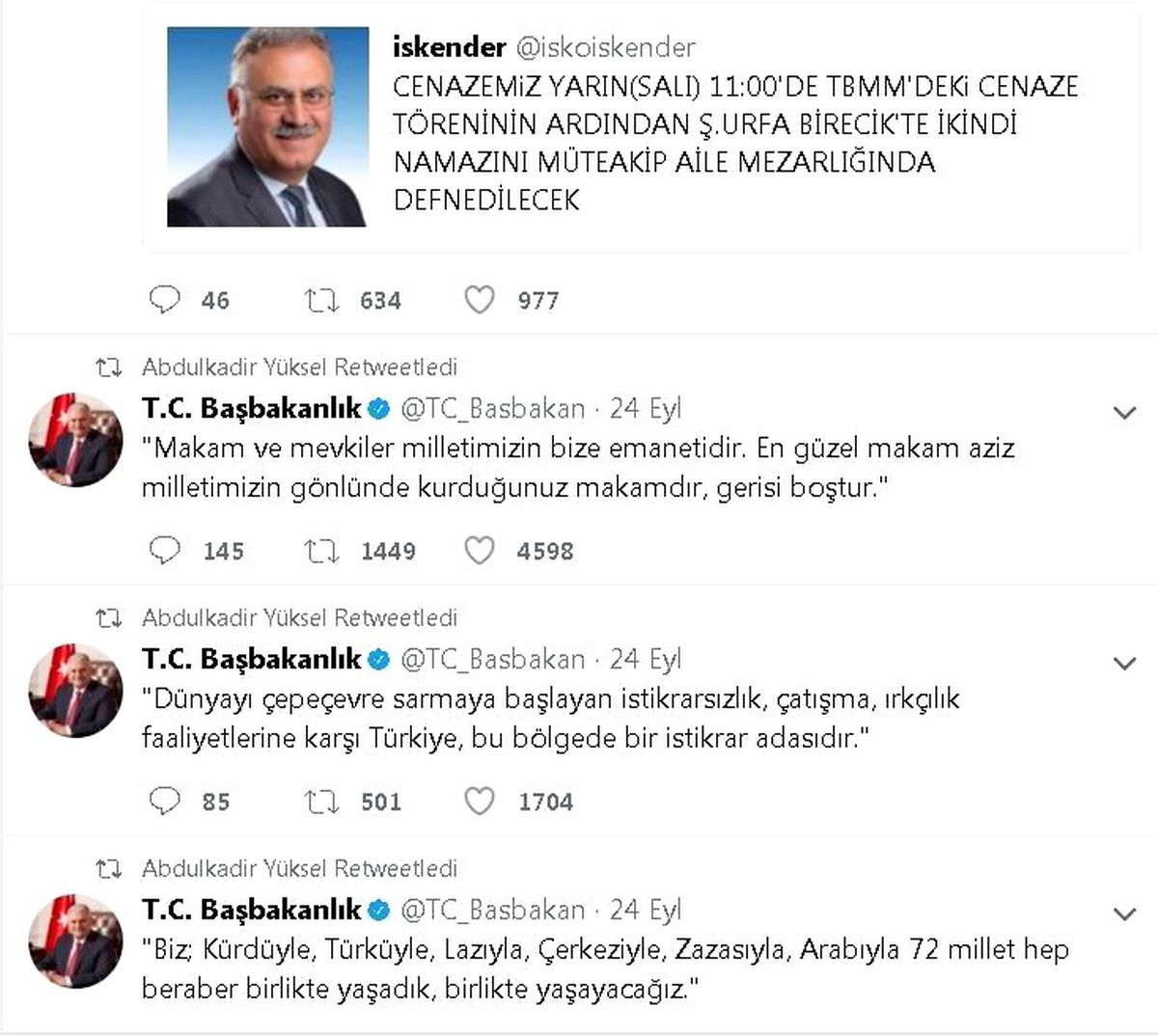 Milletvekili Yüksel\'in Son Paylaşımı Başbakanın Söylemleri Oldu