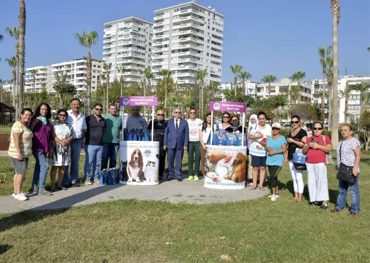 Mersin\'de Hayvanları Koruma Günü\'nde Kedi ve Köpeklere Mama Dağıtıldı