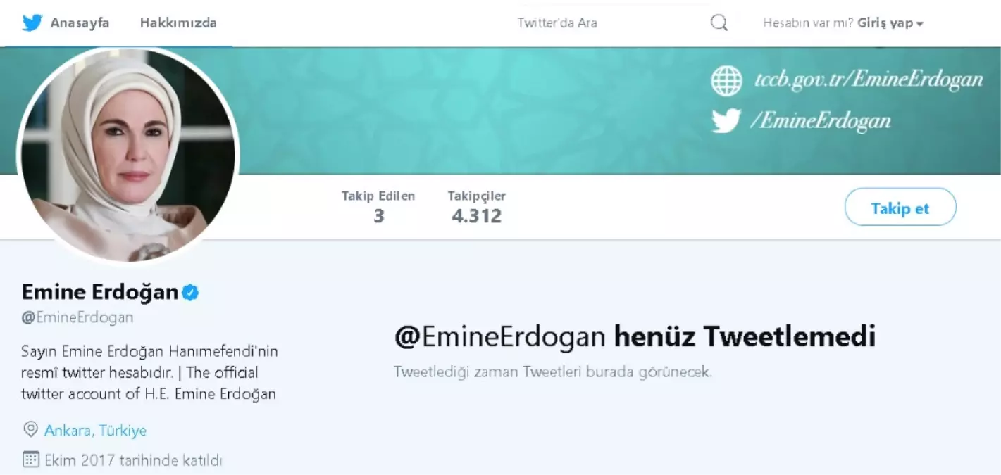 Emine Erdoğan Twitter\'da