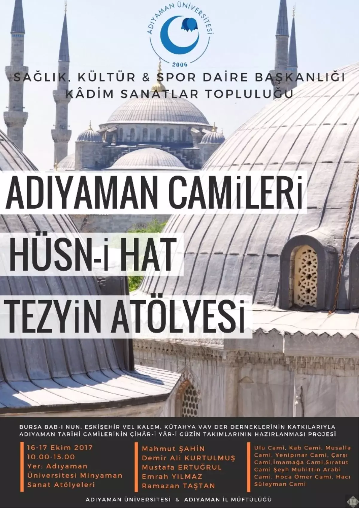 Adıyaman Camileri Hüsn-i Hat Tezyin Atölyesi" Projesi Başlıyor