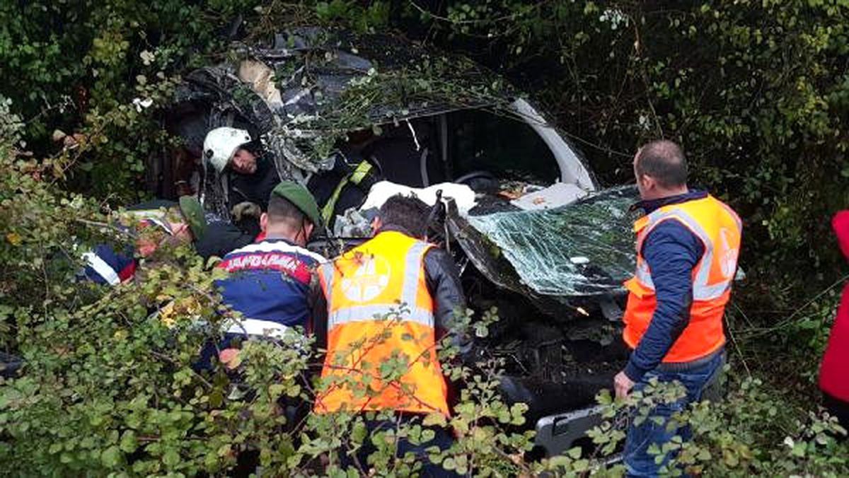 Tem\'de Yol Kenarına Yuvarlanan Otomobildeki 2 Kişi Yaralandı
