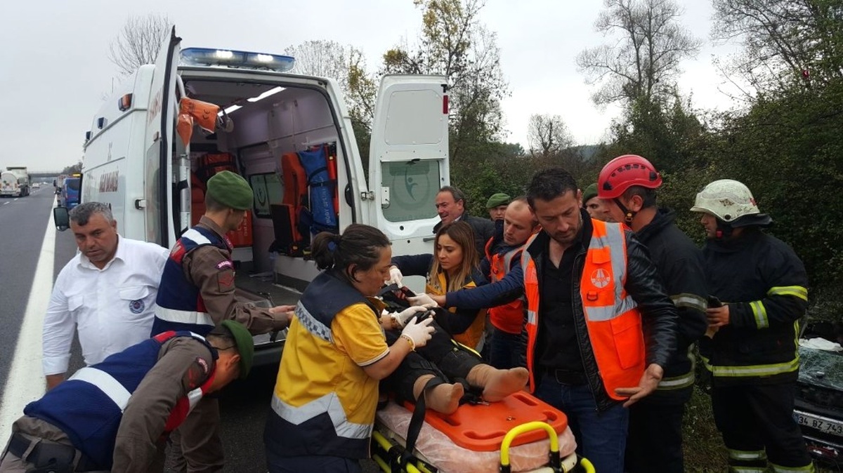 Tem Otoyolunda Otomobil Yoldan Çıktı 2 Kişi Yaralandı