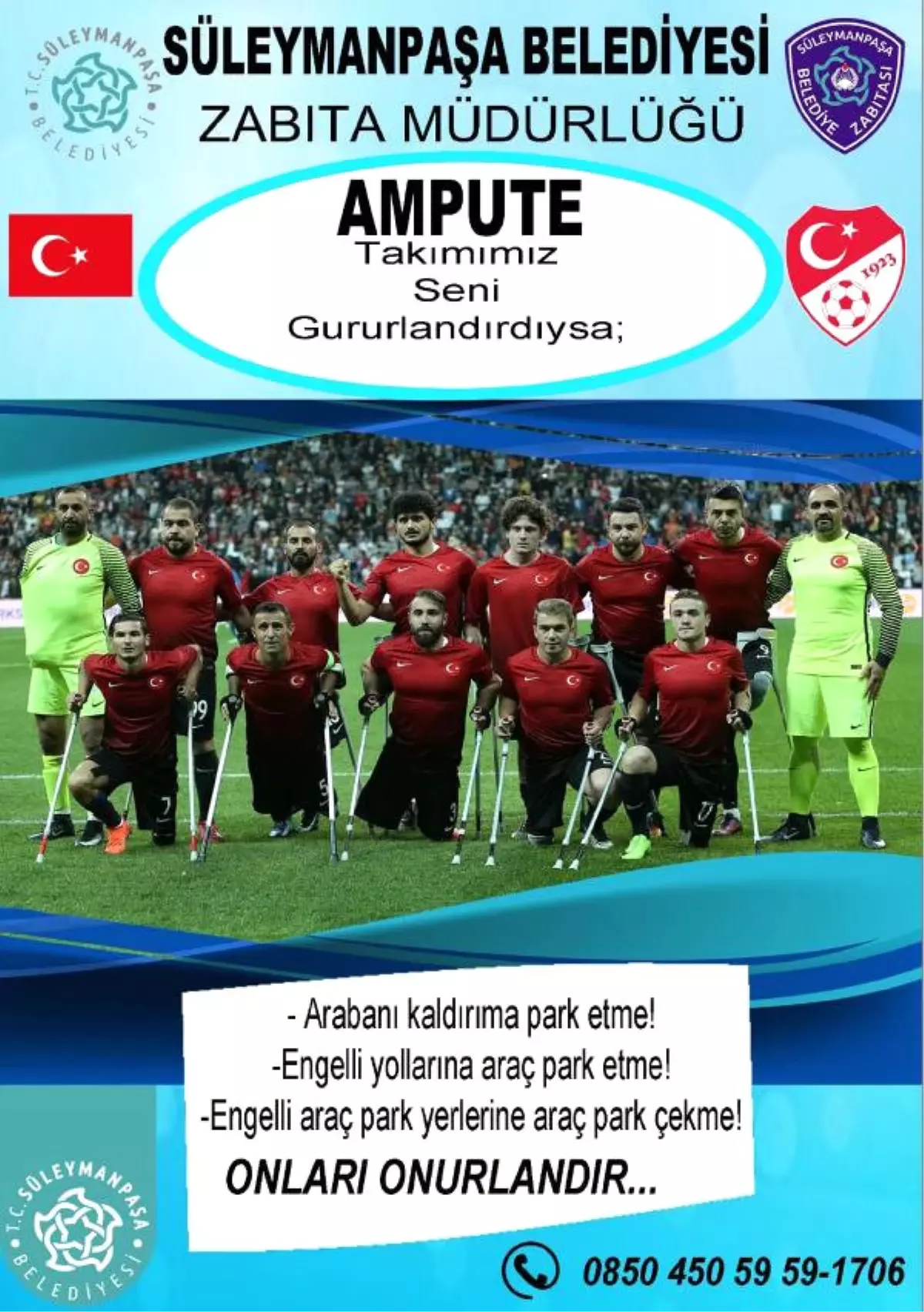 Tekirdağ\'da Sürücülere Ampute Futbol Milli Takımlı Uyarı