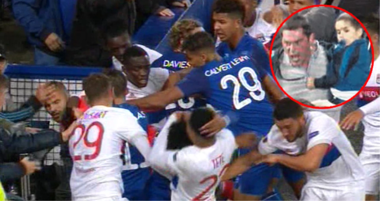 İngiliz Taraftar, Maçta Çıkan Olayda Rakip Futbolcuya Kucağında Çocukla Saldırdı