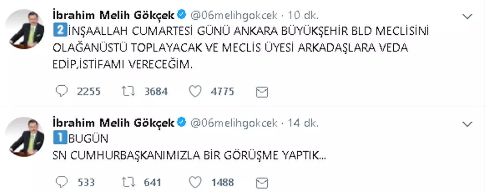 Gökçek\'ten Flaş İstifa Açıklama