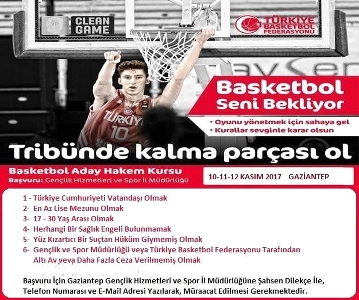 Gaziantep\'te Basketbol Hakemliği Kursu Açılacak