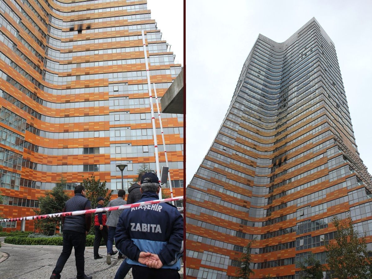 İstanbul\'da 41 Katlı Gökdelende Yangın Paniği