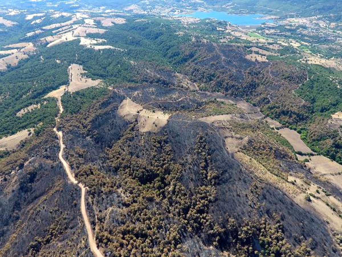 Çanakkale\'de Yanan Ormanlık Alanlar Drone ile Görüntülendi