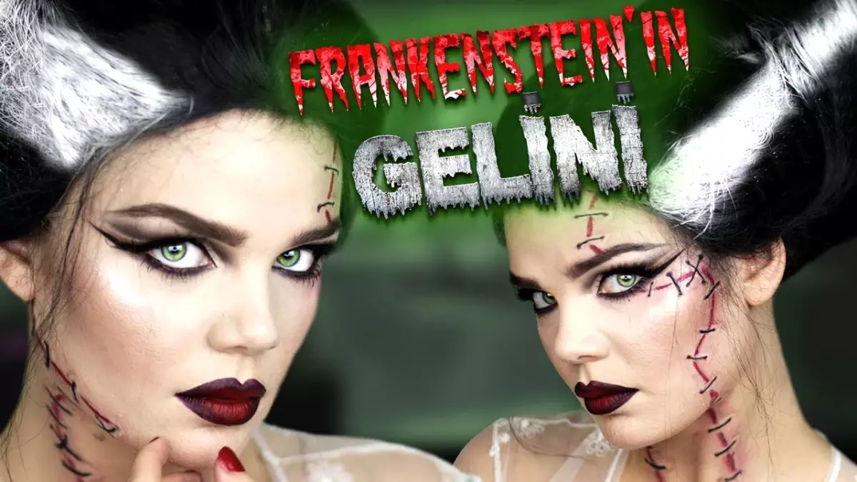 Günlük Ürünlerle Cadılar Bayramı Makyajı ve Saçı ?? Frankenstein'ın Gelini ??