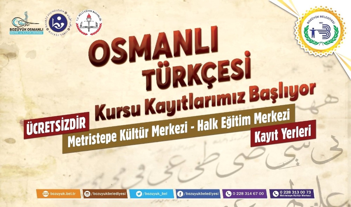 Bozüyük\'te Ücretsiz Osmanlıca Kursu İçin Kayıtlar Başladı