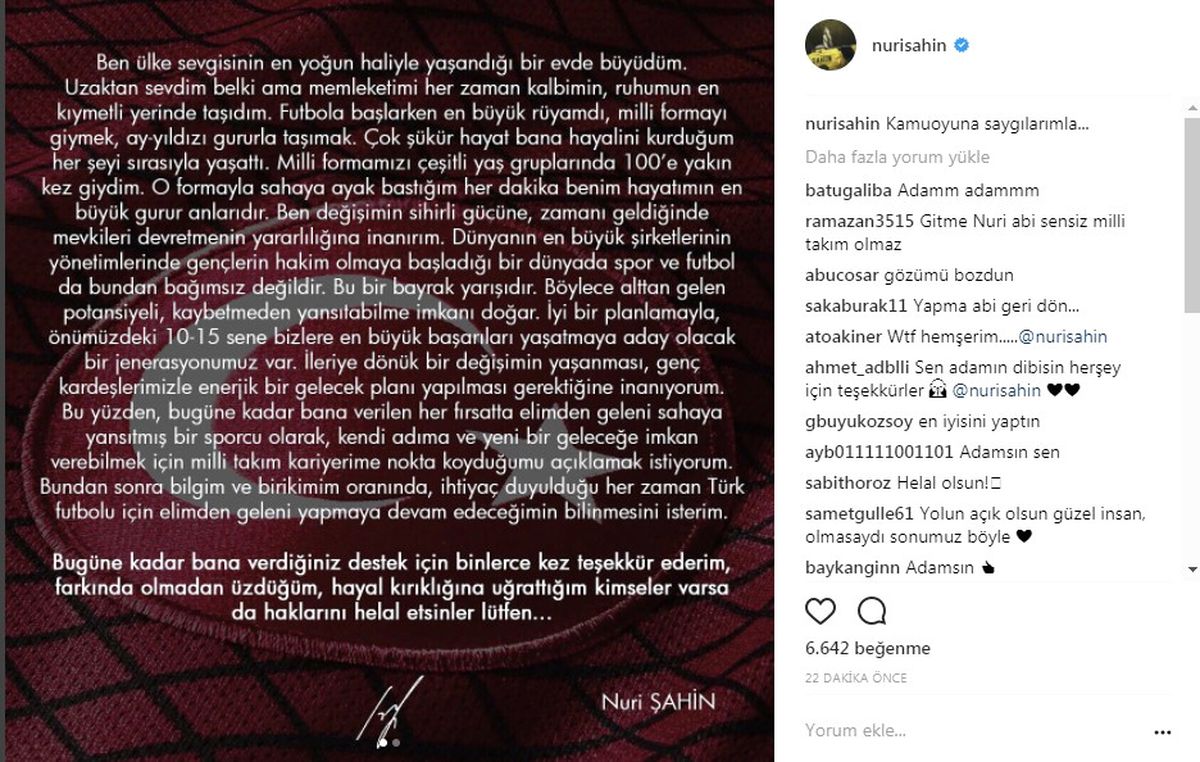 Nuri Şahin, A Mili Takım\'a Veda Etti