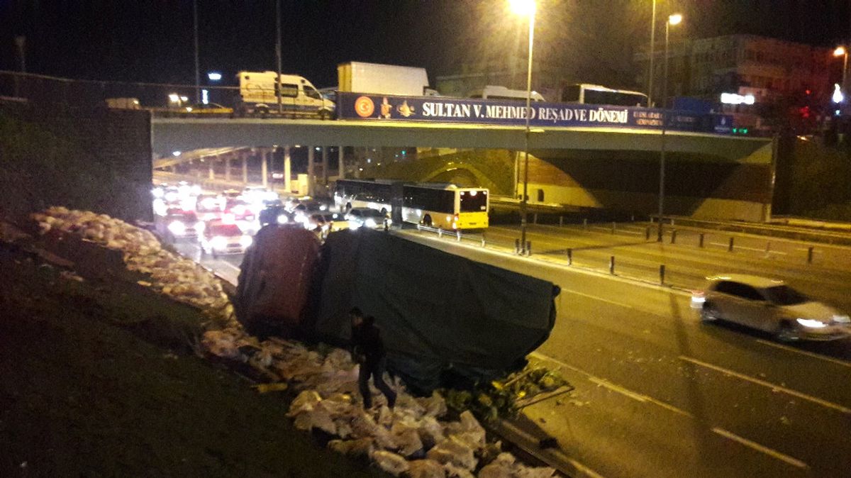 Üst Geçitten Yol Kenarına Uçtu !