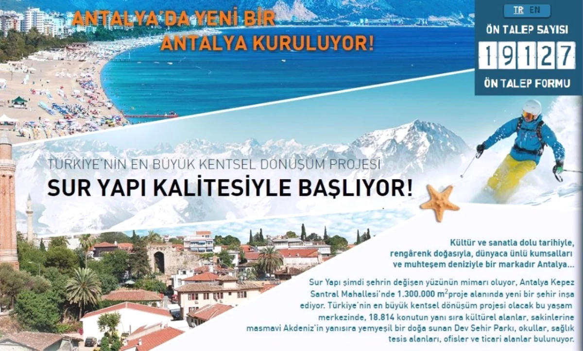 Antalya\'da Yeni Kentsel Dönüşüm Projesine 69 İl ve 9 Farklı Ülkeden Talep