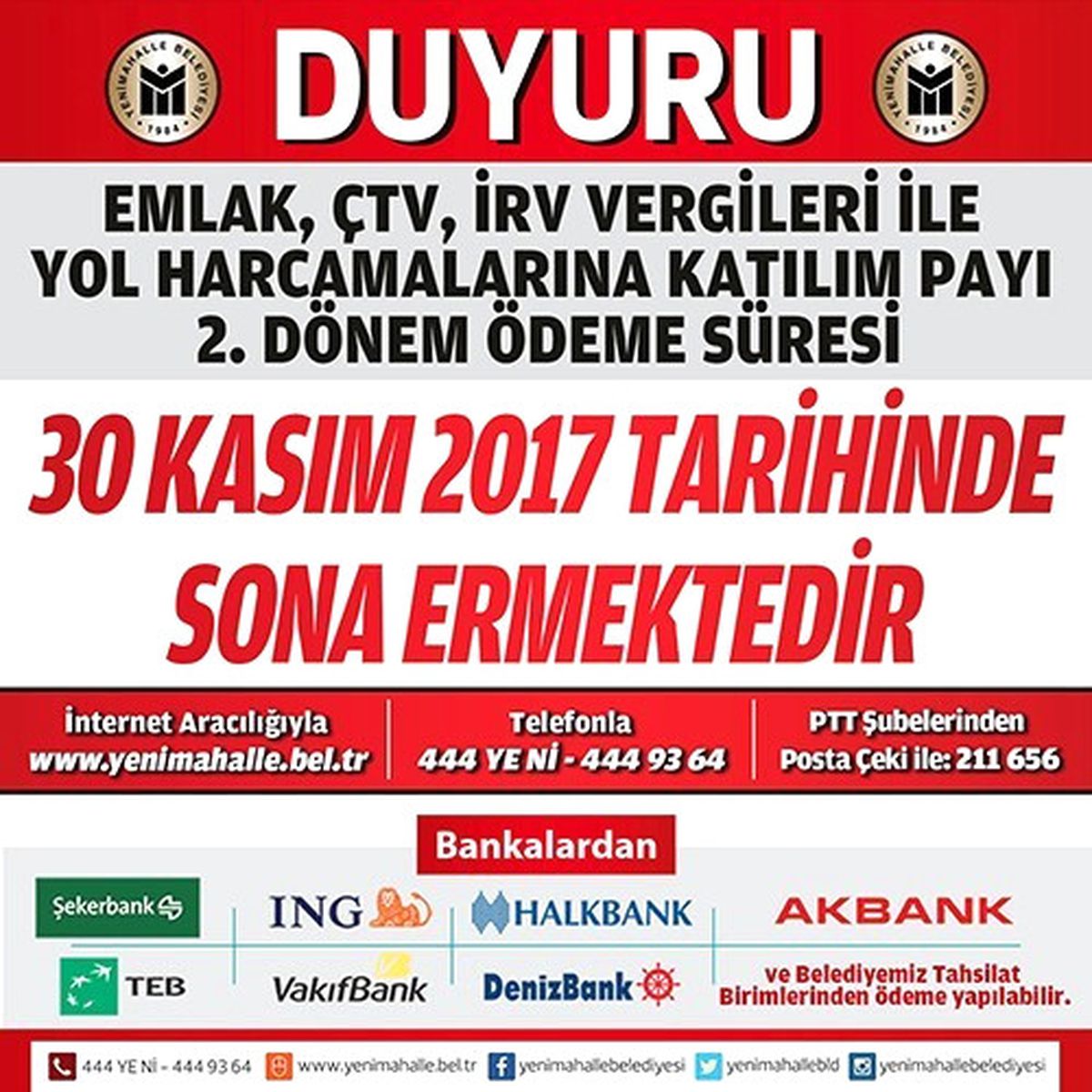 Vergi Ödemelerinde Son Gün Uyarısı