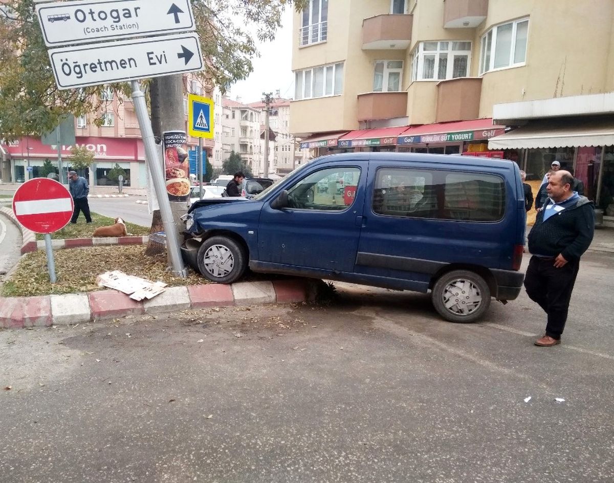 Kamyonet Elektrik Direğine Çarptı: 1 Yaralı