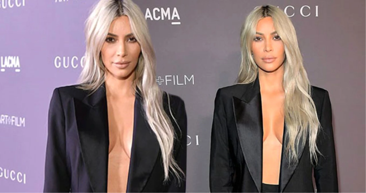 Kim Kardashian\'dan Sınırları Zorlayan Kıyafet! Ceketinin İçine Hiçbir Şey Giymedi