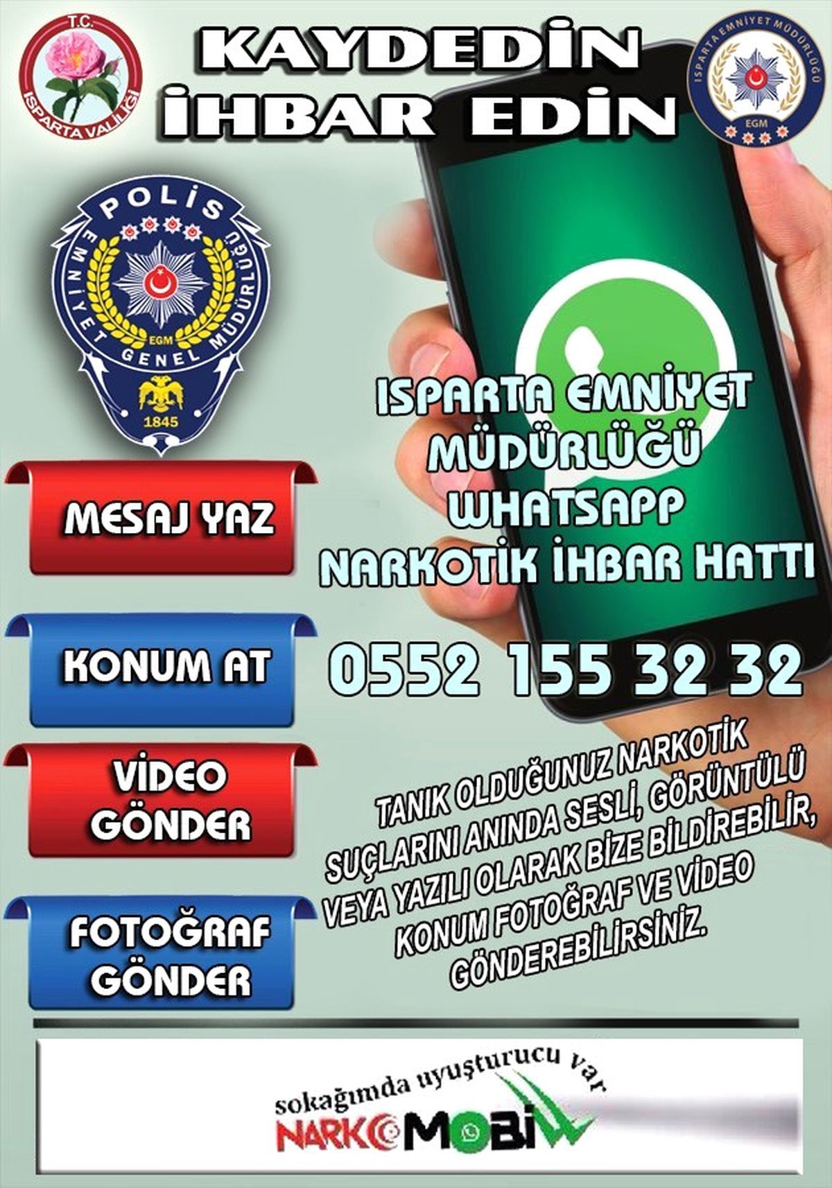 Isparta\'da Narko - Mobil İhbar Hattı Kuruldu