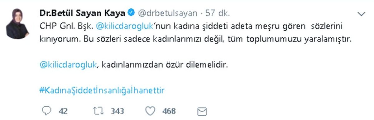 Bakan Kaya\'dan Kılıçdaroğlu\'na "Kadına Şiddet" Tepkisi
