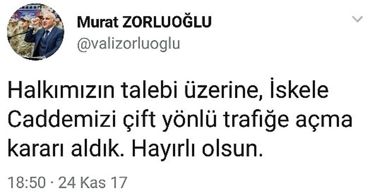 Vali Zorluoğlu\'ndan Müjde