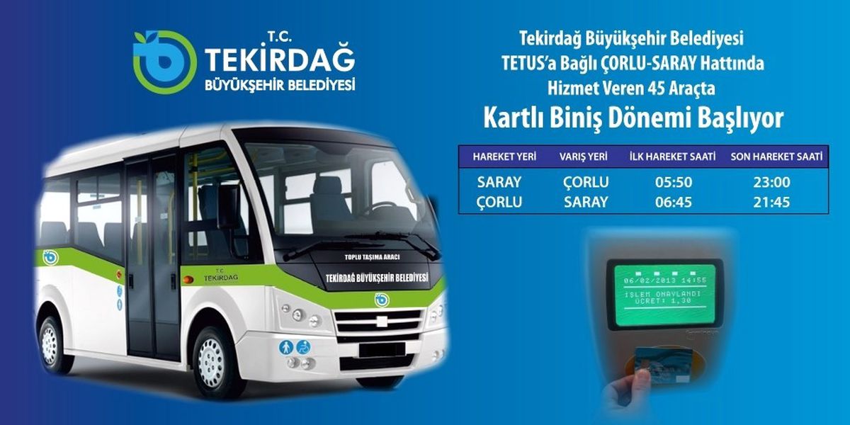 Çorlu-Saray Hattında Kartlı Ulaşım Başlıyor
