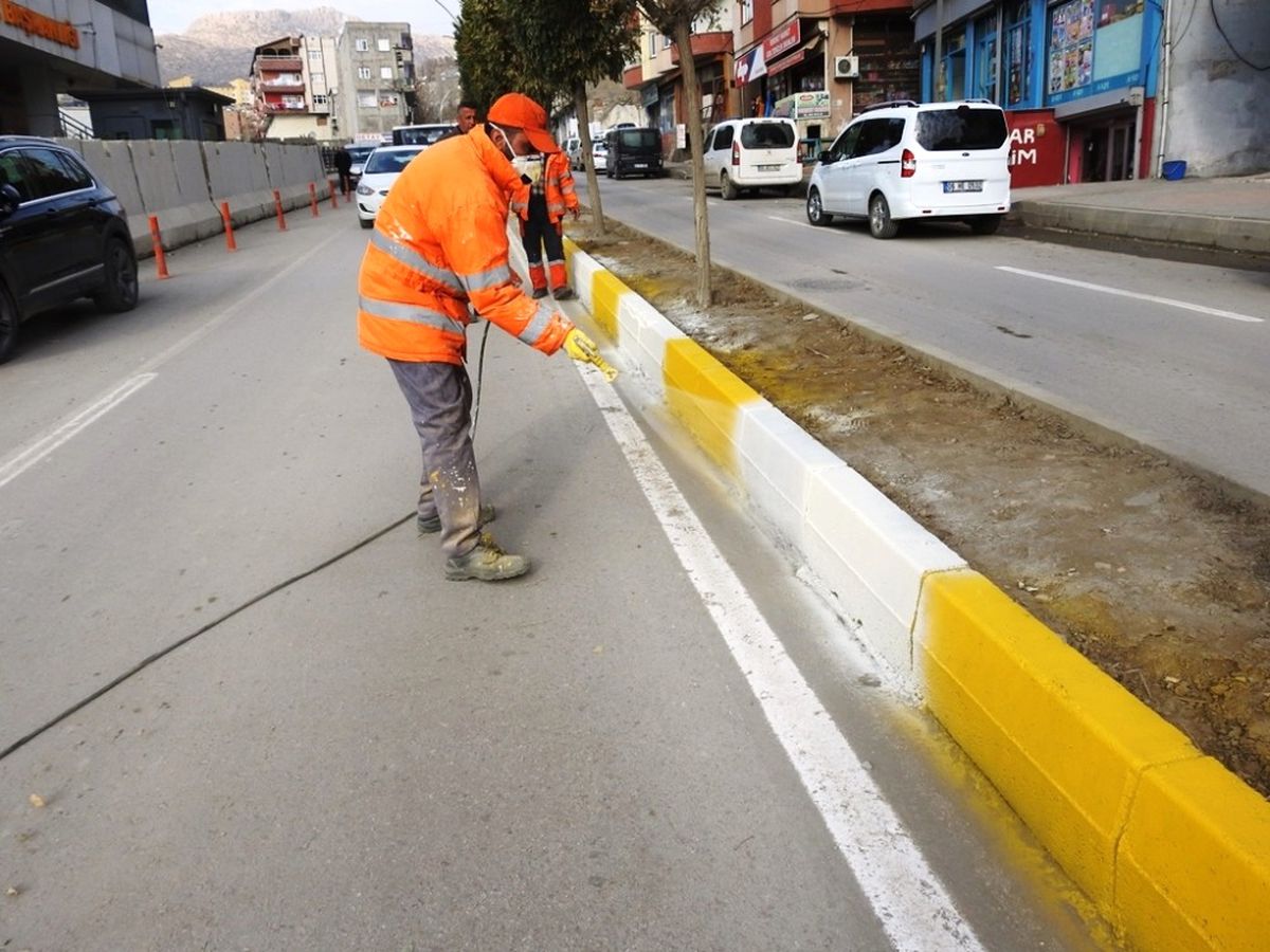 Şırnak\'ta Kaldırım ve Refüjler Boyandı