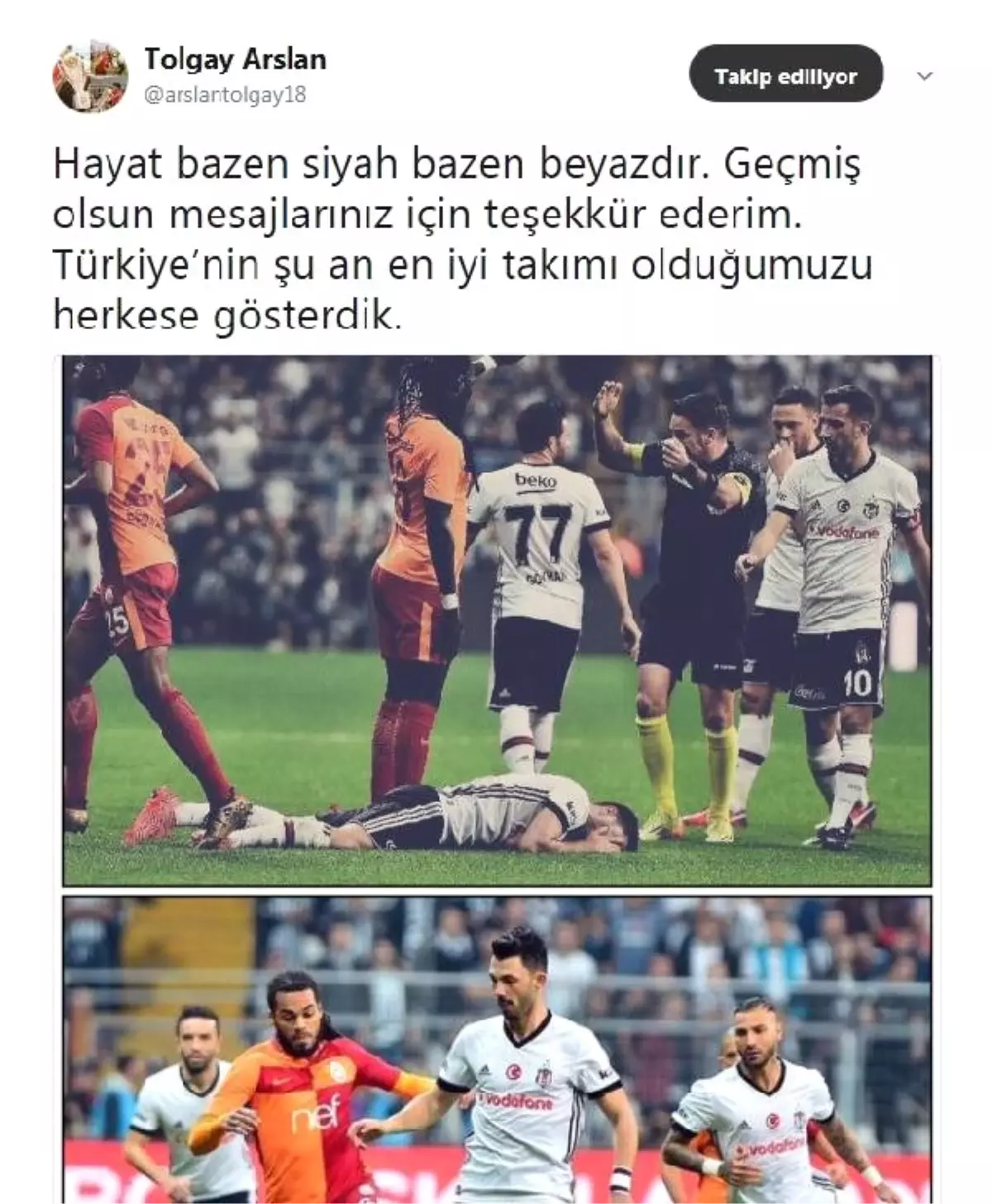 Beşiktaşlı Futbolcu Tolgay\'dan Teşekkür Mesajı