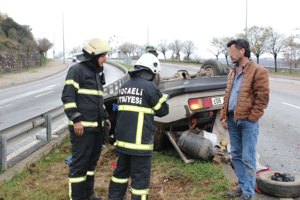 Alkollü ve Ehliyetsiz Sürücü Takla Atan Araçtan Burnu Bile Kanamadan Çıktı