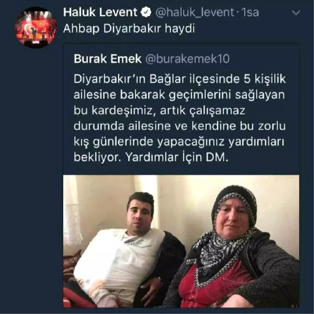 Haluk Levent, Konser Gelirini Diyarbakırlı İki Aileye Bağışlayacak