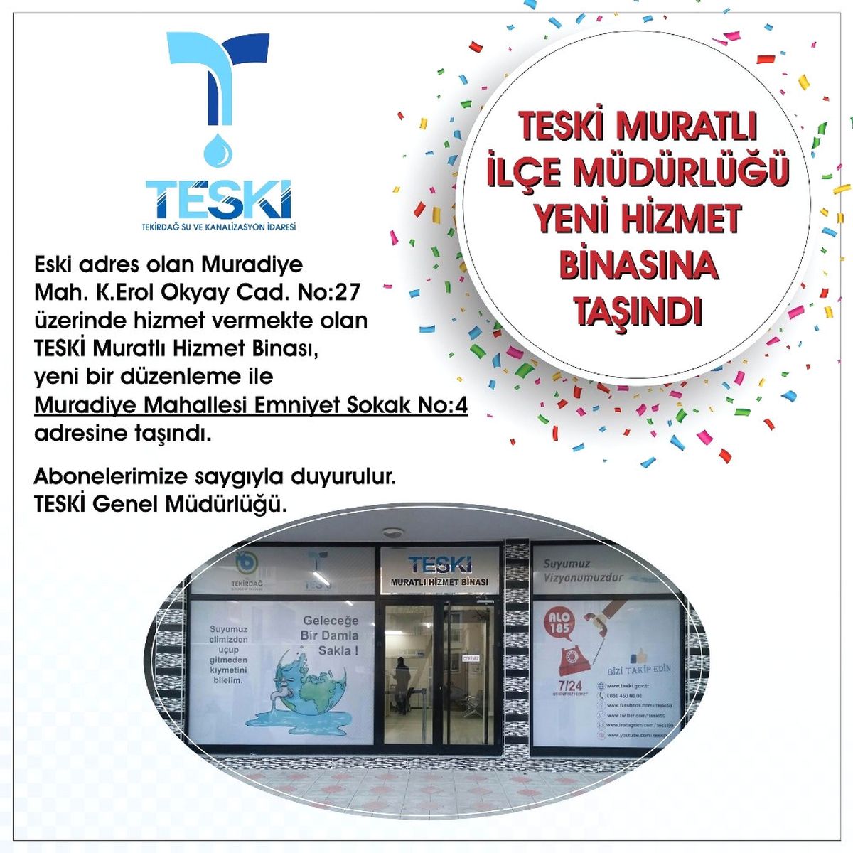 Teski Muratlı İlçe Müdürlüğü Yeni Hizmet Binasına Taşındı