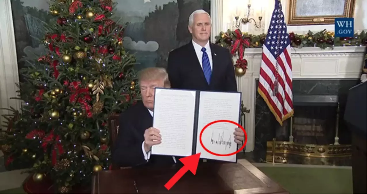 Kudüs\'ü İsrail\'in Başkenti Olarak Tanıyan Trump\'ın İmzası Sosyal Medyayı Salladı