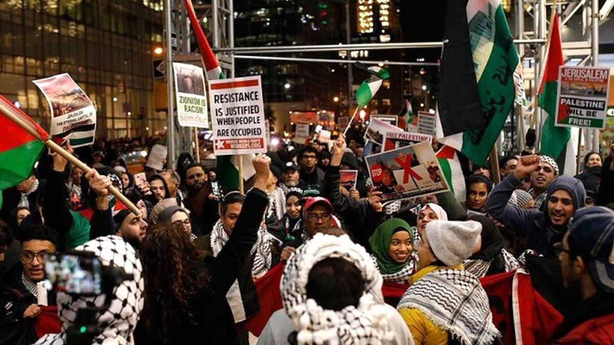 Times Meydan\'ında ABD\'nin Kudüs Kararı Protesto Edildi