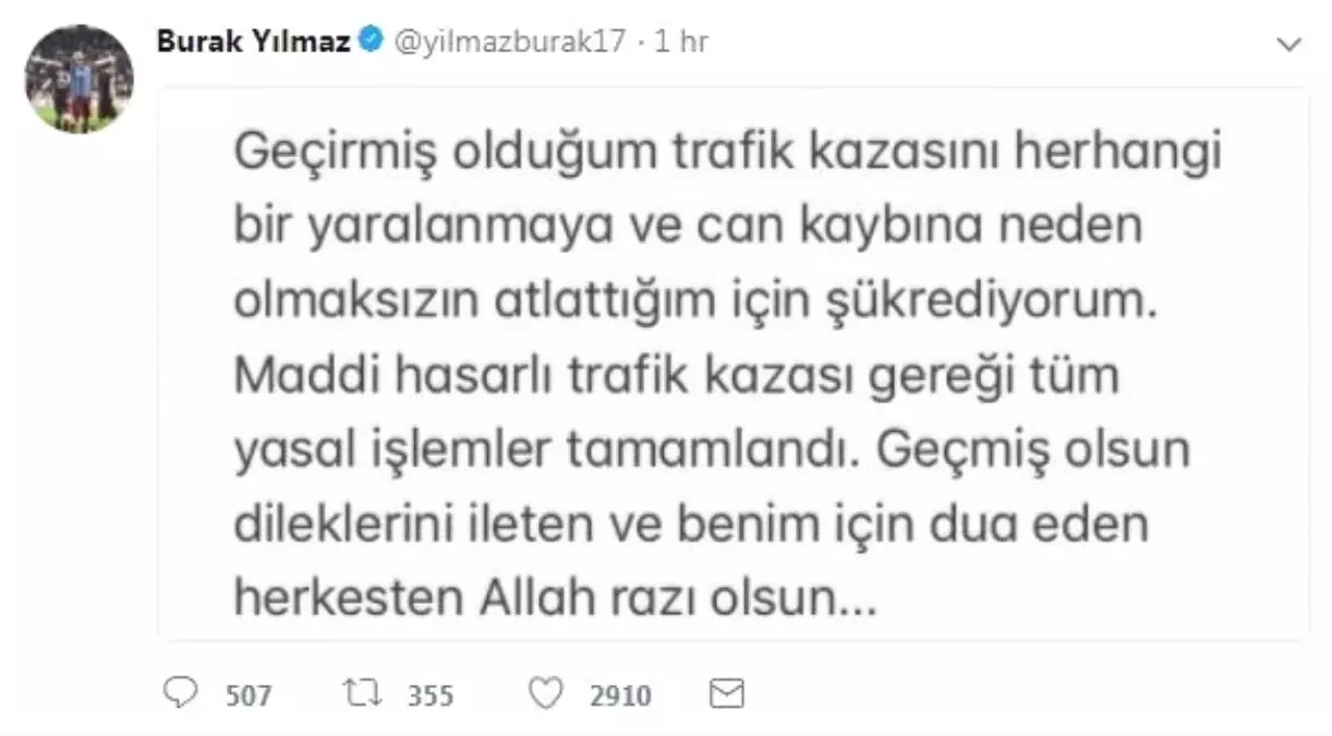 Burak Yılmaz\'dan "Kaza" Açıklaması"